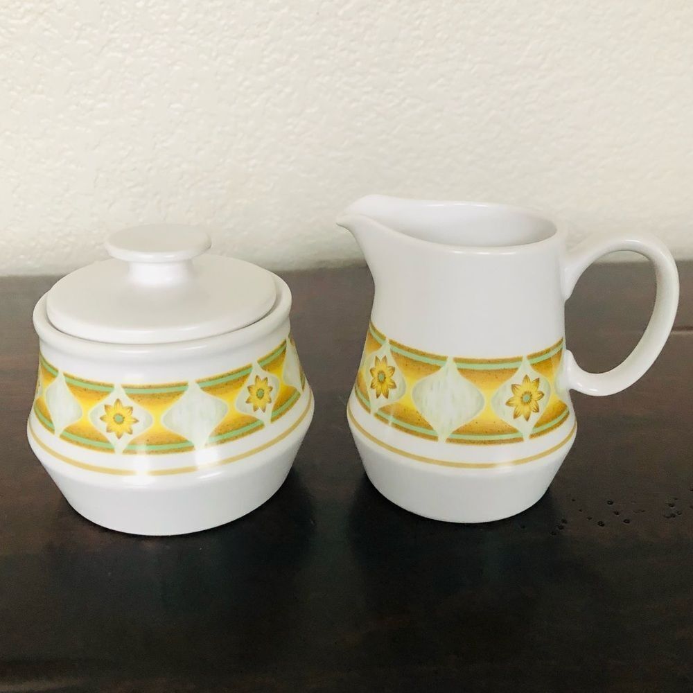 Noritake Progression Sunglow Vintage Cream Sugar Jars Serving Set